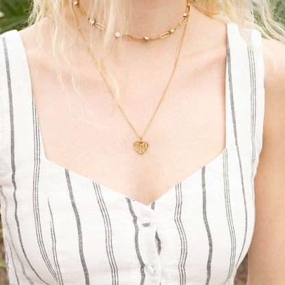 18K Gold PVD Stainless Steel "Love" Heart Charm / PDL0255