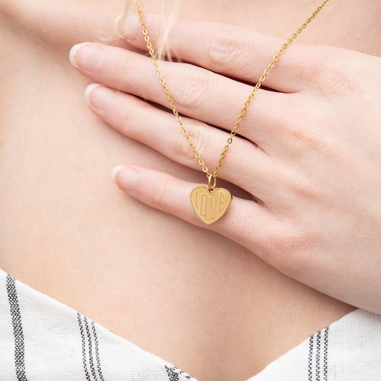 18K Gold PVD Stainless Steel "Love" Heart Charm / PDL0255