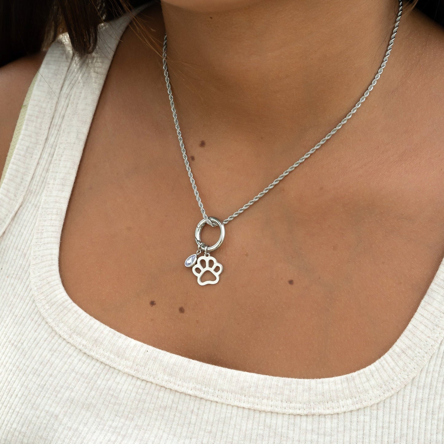 18K Gold PVD Stainless Steel Paw Print Charm / PDL0031