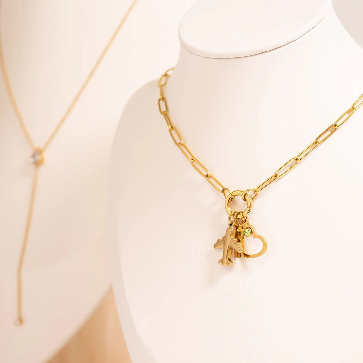 18K Gold PVD Stainless Steel Airplane Charm / PDL0095