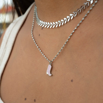 18K Gold PVD Stainless Steel Epoxy Pink Cowgirl Boot Charm / PDL0072