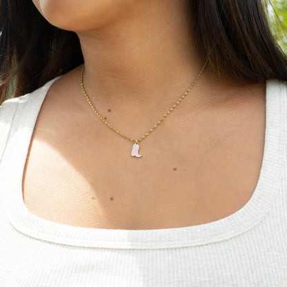 18K Gold PVD Stainless Steel Epoxy Pink Cowgirl Boot Charm / PDL0072