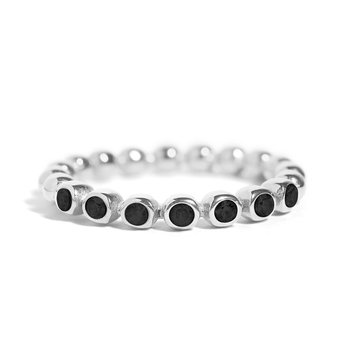 Stainless Steel Beaded CZ Stacking Ring / CSR0006