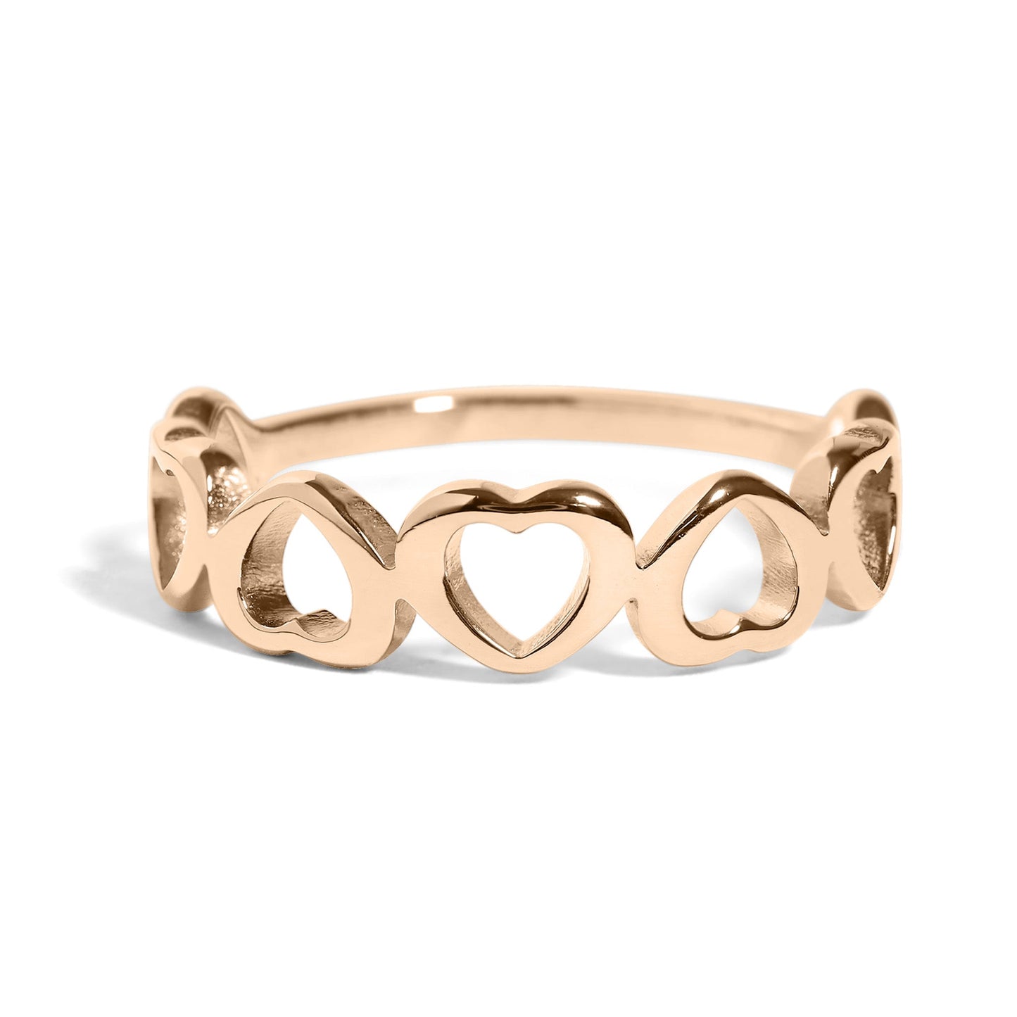 18K Gold PVD Stainless Steel Alternating Heart Stacking Ring / CSR0010