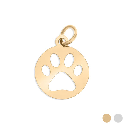18K Gold PVD Stainless Steel Paw Print Charm / PDL0138
