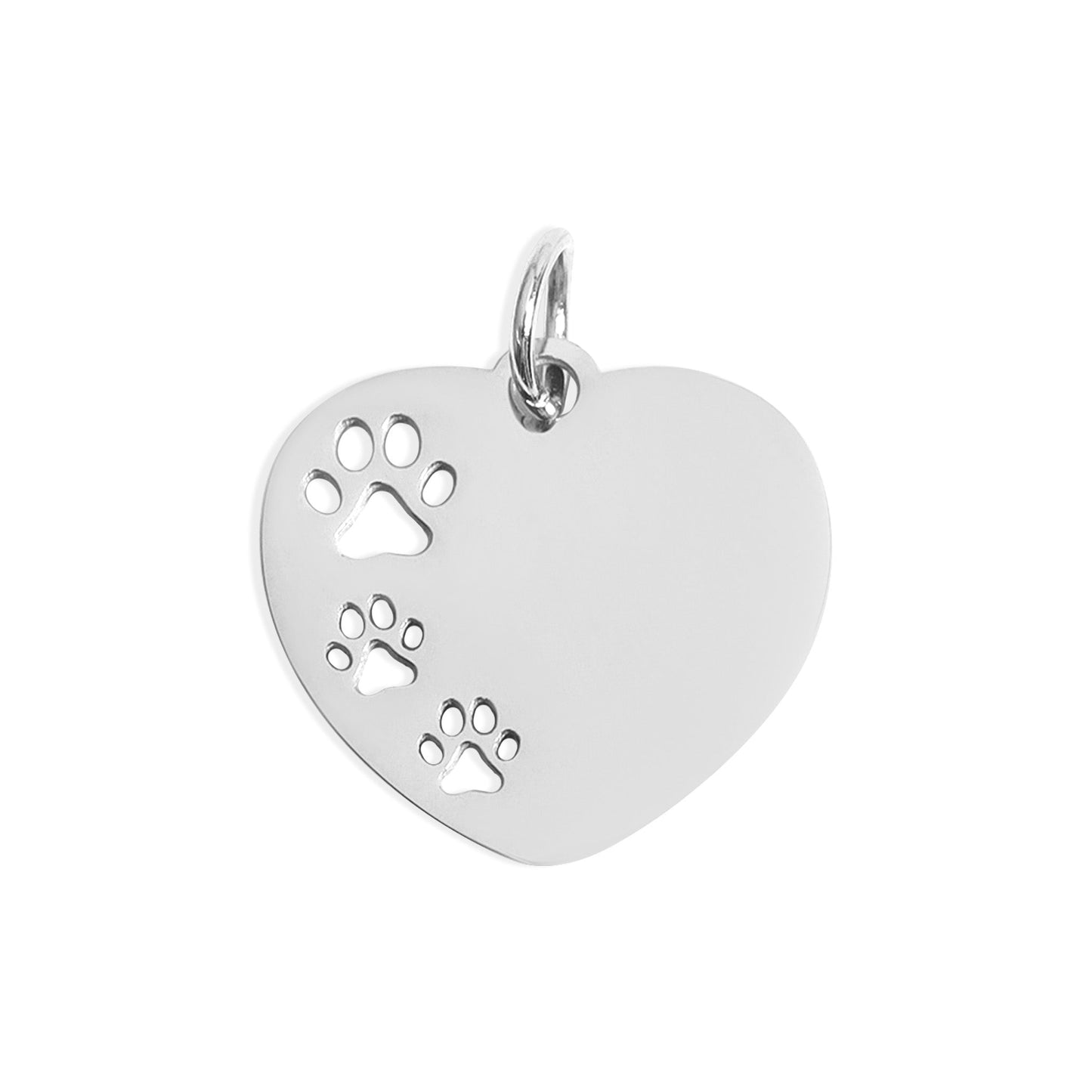 18K Gold PVD Stainless Steel Blank Paw Print Heart Charm / PDL0139