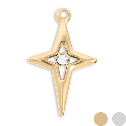 18K Gold PVD Stainless Steel Compass Star Charm / PDL0196