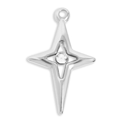 18K Gold PVD Stainless Steel Compass Star Charm / PDL0196