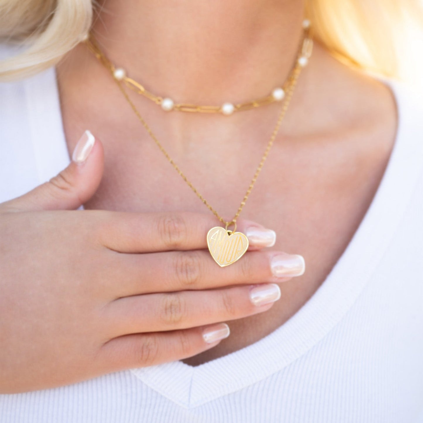 18K Gold PVD Stainless Steel Heart Amour Charm / PDL0256