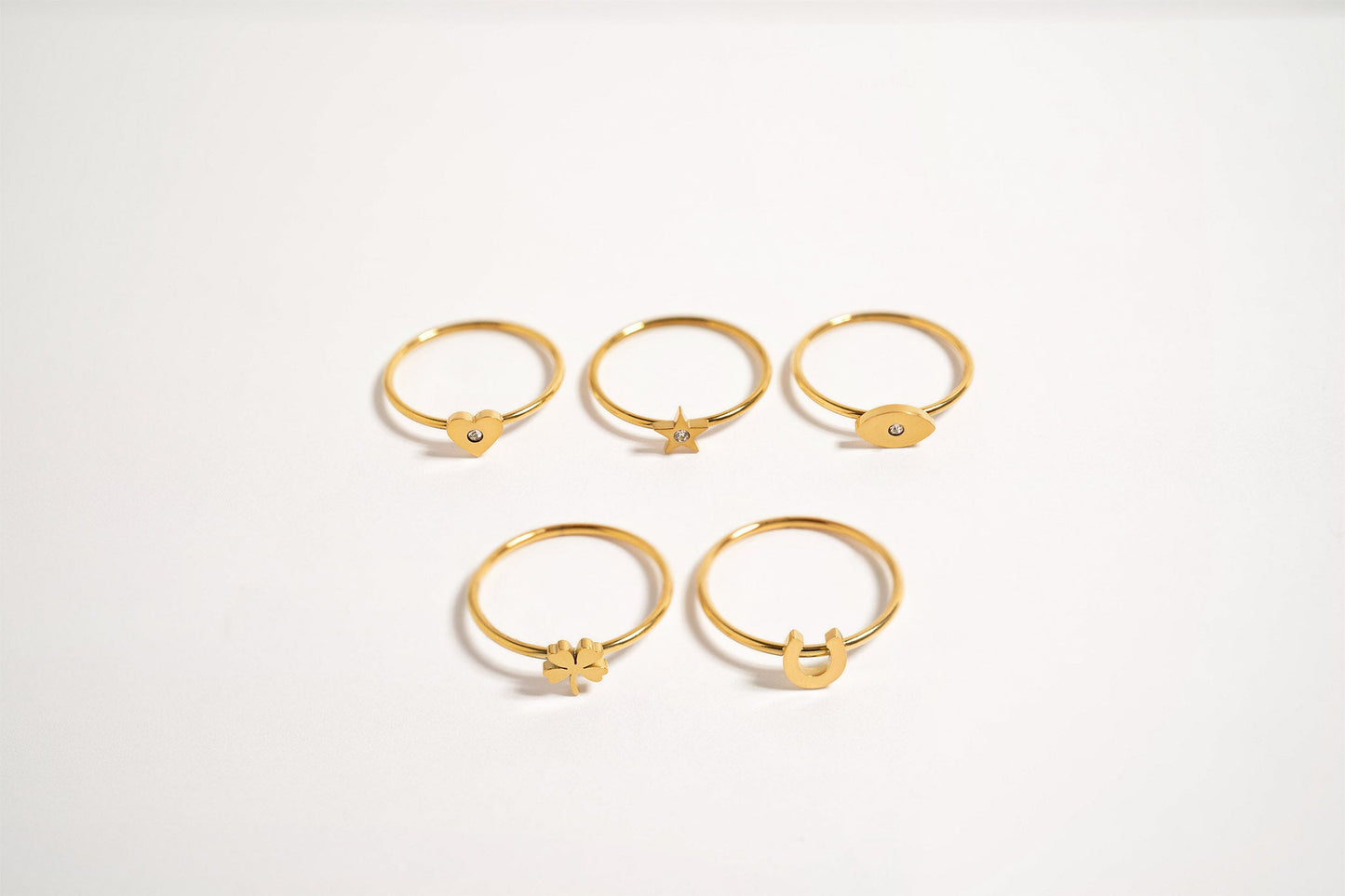 18K Gold PVD Stainless Steel Four Leaf Clover Symbol Ring / ZRJ0002