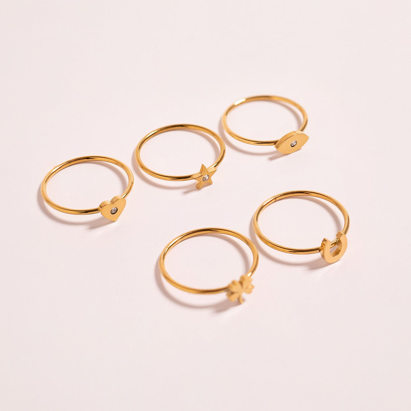 18K Gold PVD Stainless Steel Horseshoe Symbol Ring / ZRJ0001