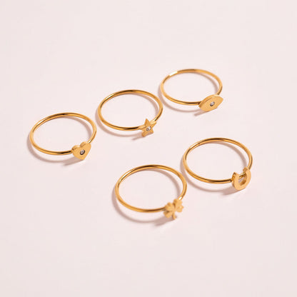 18K Gold PVD Stainless Steel Horseshoe Symbol Ring / ZRJ0001