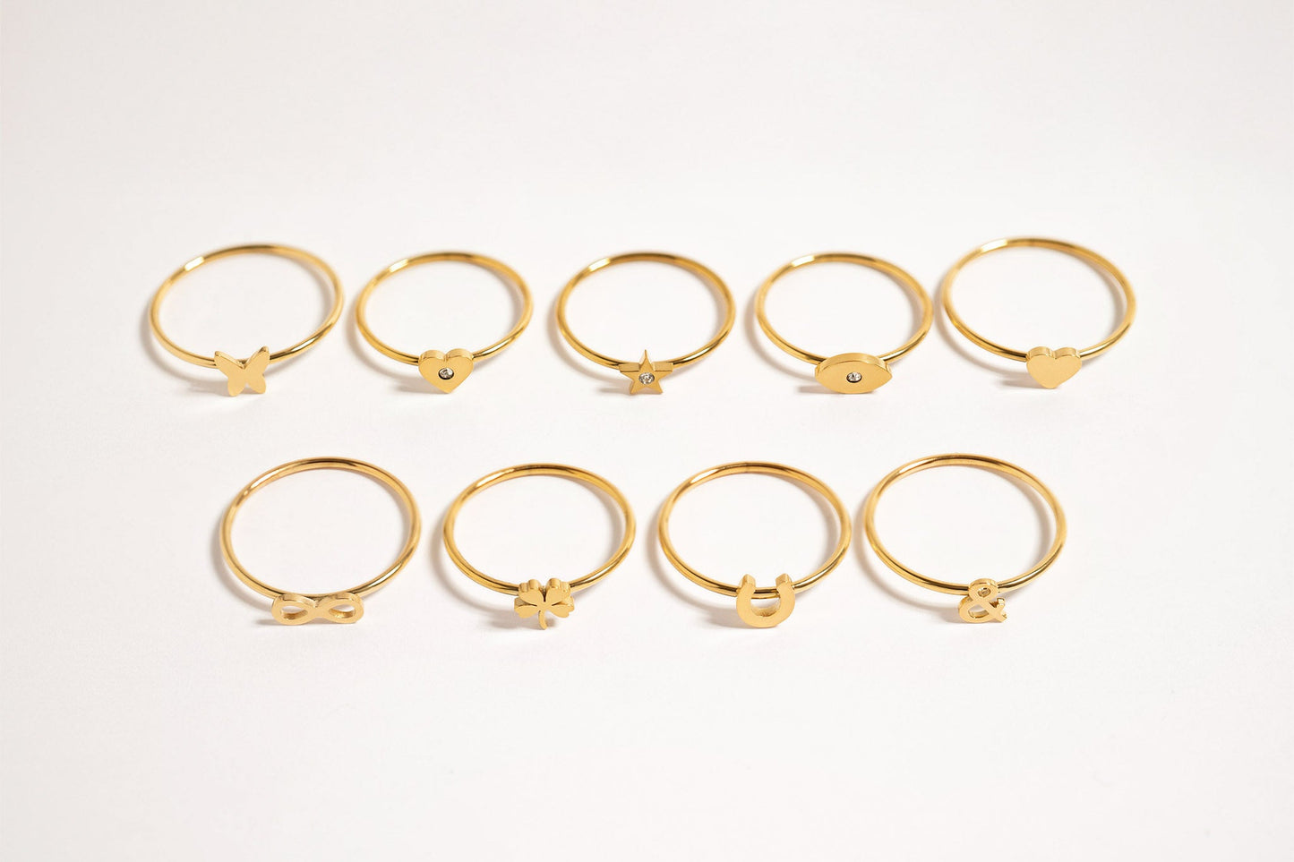 18K Gold PVD Stainless Steel Four Leaf Clover Symbol Ring / ZRJ0002