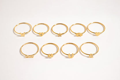 18K Gold PVD Stainless Steel Four Leaf Clover Symbol Ring / ZRJ0002