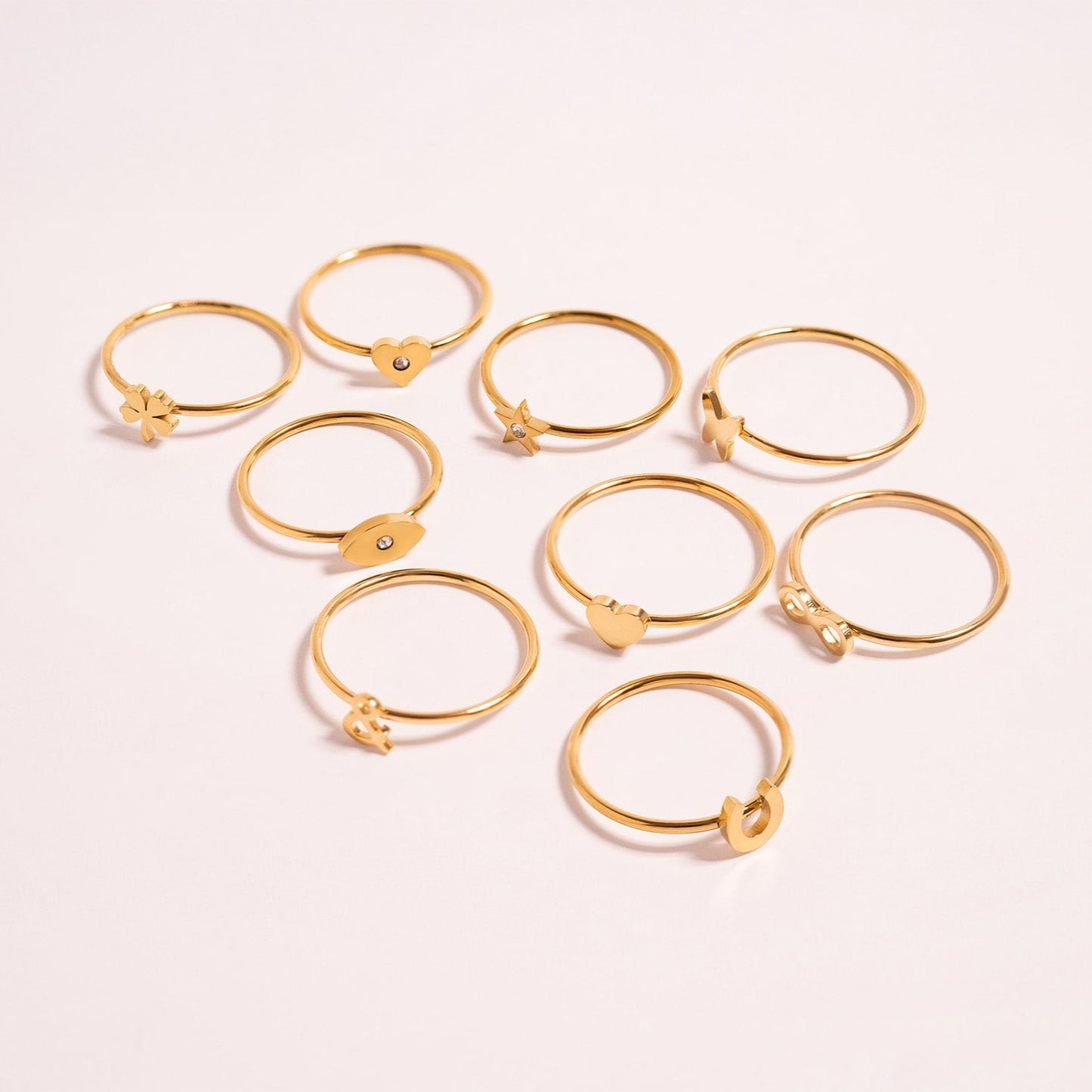 18K Gold PVD Stainless Steel CZ Stone Heart Symbol Ring / ZRJ0005