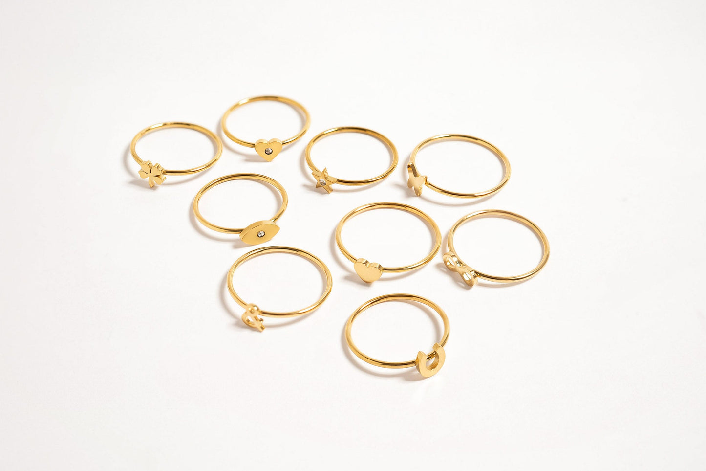 18K Gold PVD Stainless Steel Four Leaf Clover Symbol Ring / ZRJ0002