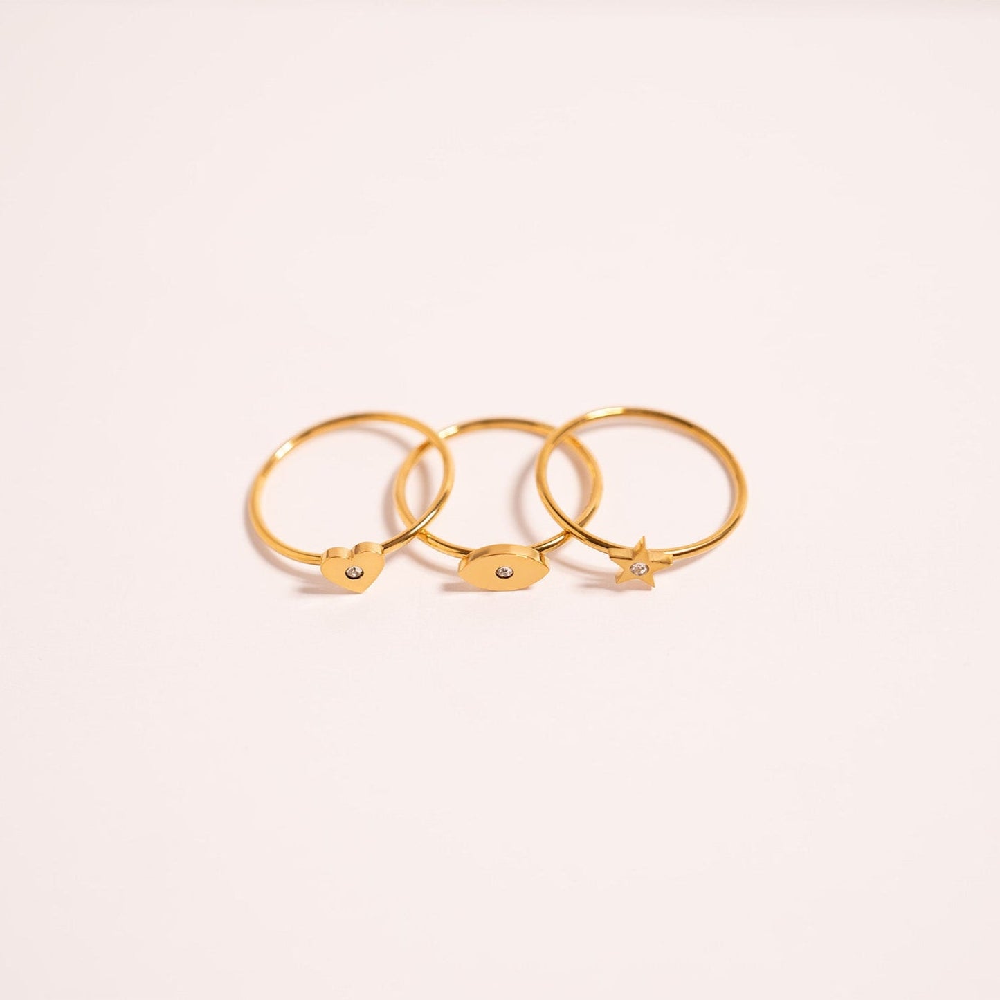 18K Gold PVD Stainless Steel CZ Stone Evil Eye Symbol Ring / ZRJ0004