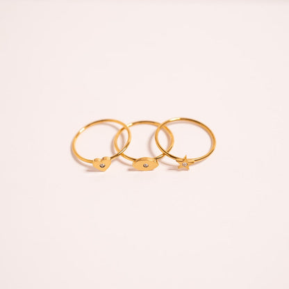 18K Gold PVD Stainless Steel CZ Stone Evil Eye Symbol Ring / ZRJ0004