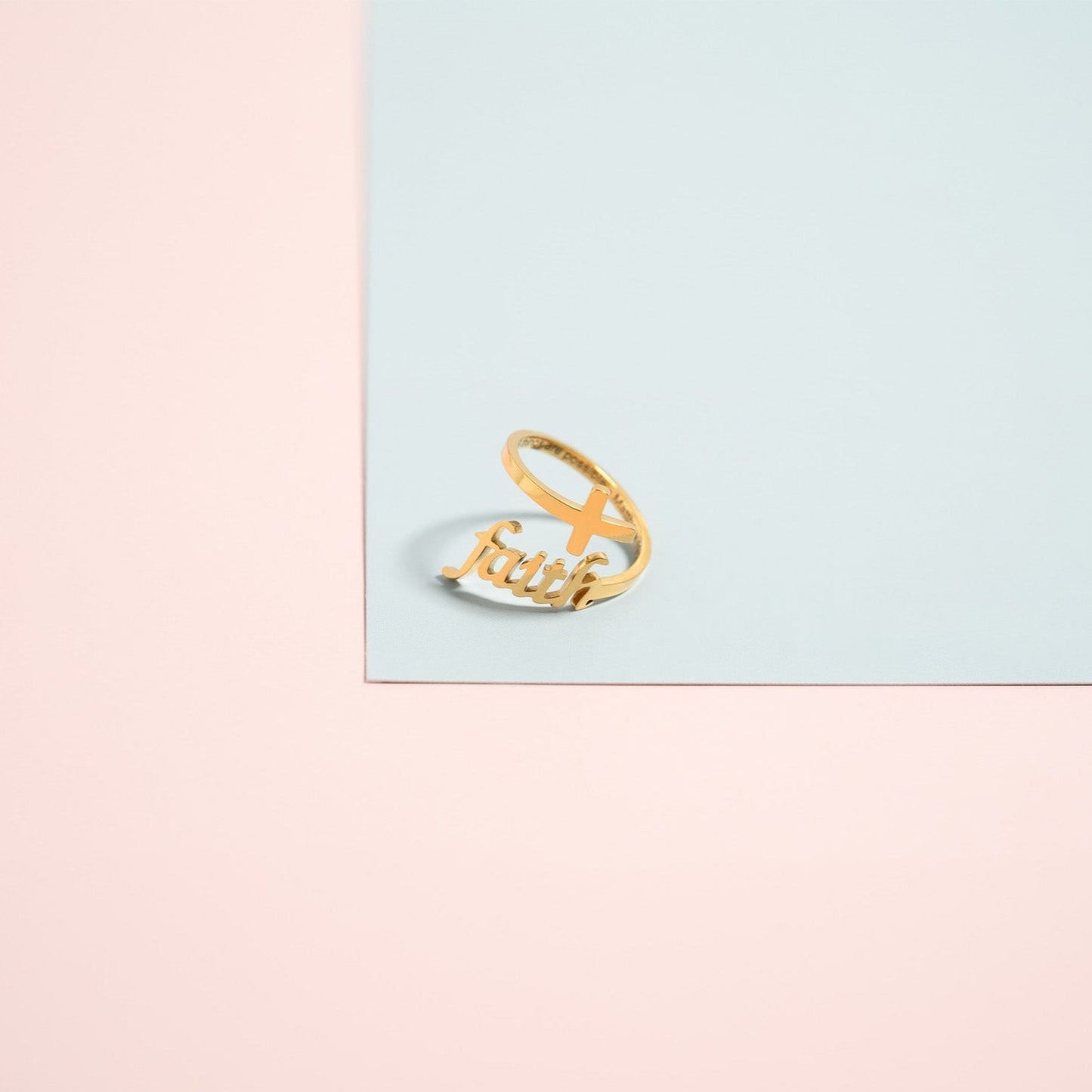 18K Gold PVD Stainless Steel Adjustable "Faith" Ring / KSS0008