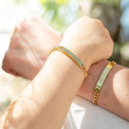 18K Gold PVD Stainless Steel Mini Kids/Baby Curved Bar Bracelet / SBB0307