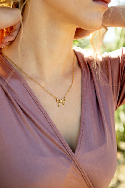 18K Gold PVD Stainless Steel Bow Connector Charm / PDL0142