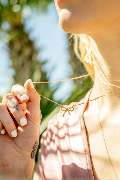 18K Gold PVD Stainless Steel Bow Connector Charm / PDL0142