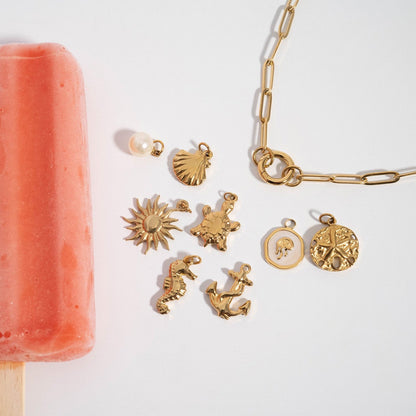 18K Gold PVD Stainless Steel Anchor Charm / PDL0100