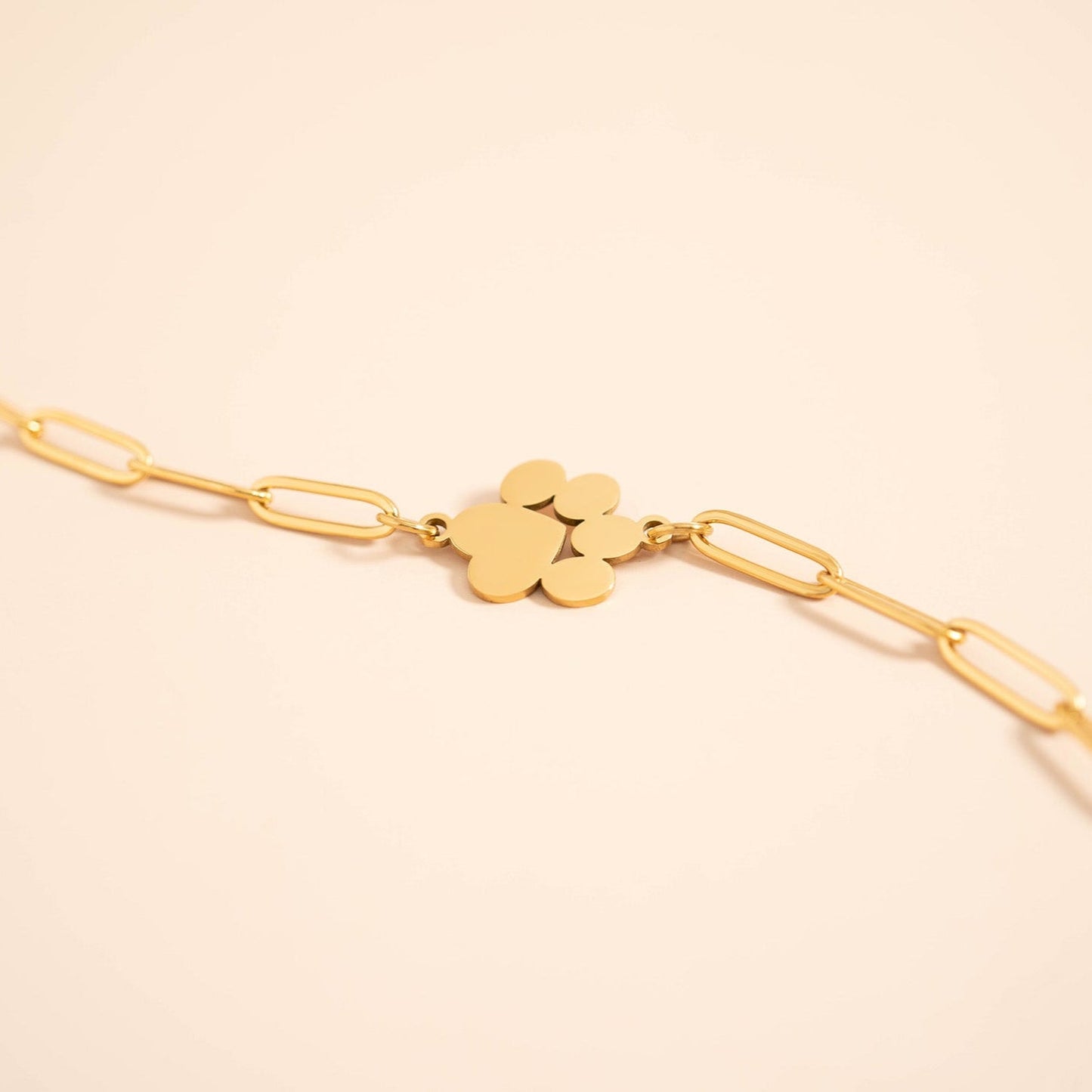 18K Gold PVD Stainless Steel Blank Engravable Paw Print Connector Charm / PDL0137