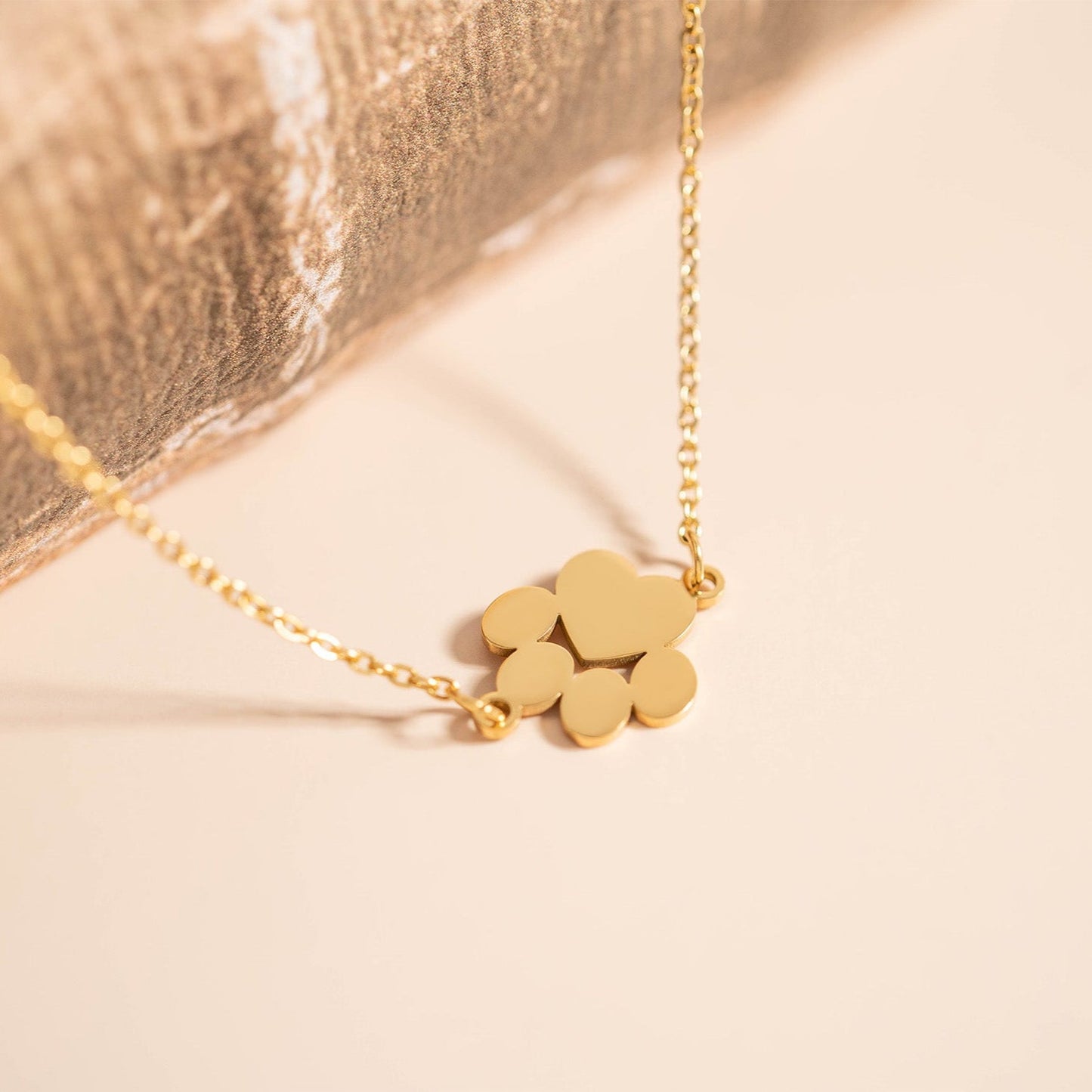 18K Gold PVD Stainless Steel Blank Engravable Paw Print Connector Charm / PDL0137