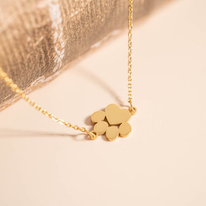 18K Gold PVD Stainless Steel Blank Engravable Paw Print Connector Charm / PDL0137