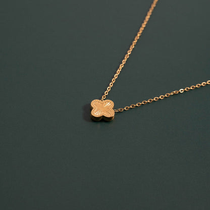 18K Gold PVD Stainless Steel Lucky Clover Charm Necklace / CHN0046