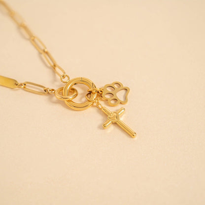 18K Gold PVD Stainless Steel Paw Print Charm / PDL0031