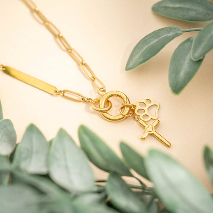 18K Gold PVD Engravable Paperclip Charm Holder Necklace / CHN0079