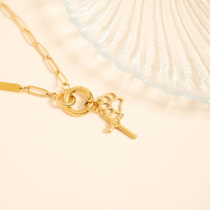 18K Gold PVD Stainless Steel Paw Print Charm / PDL0031