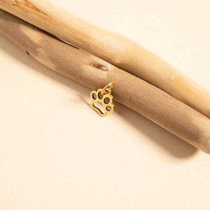 18K Gold PVD Stainless Steel Paw Print Charm / PDL0031