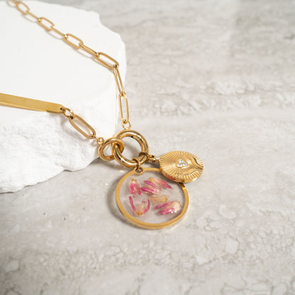 18K Gold PVD Stainless Steel Open Hands Pendant / PDL0296