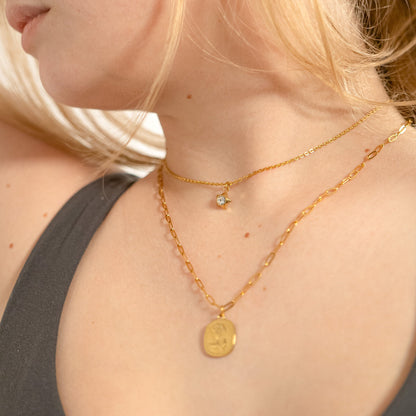 18K Gold PVD Stainless Steel Star with Cubic Zirconia Charm / PDL0112