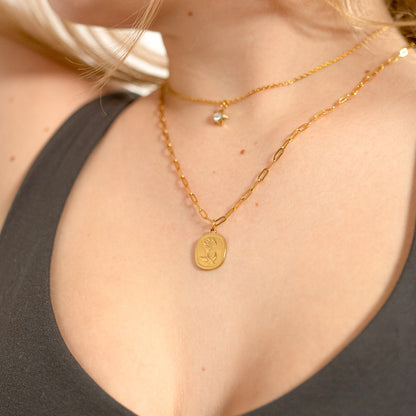 18K Gold PVD Stainless Steel Star with Cubic Zirconia Charm / PDL0112