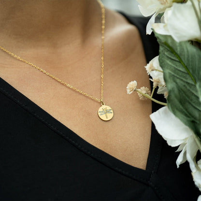 18K Gold PVD Stainless Steel Stone Dragonfly Pendant Necklace / CHN0087