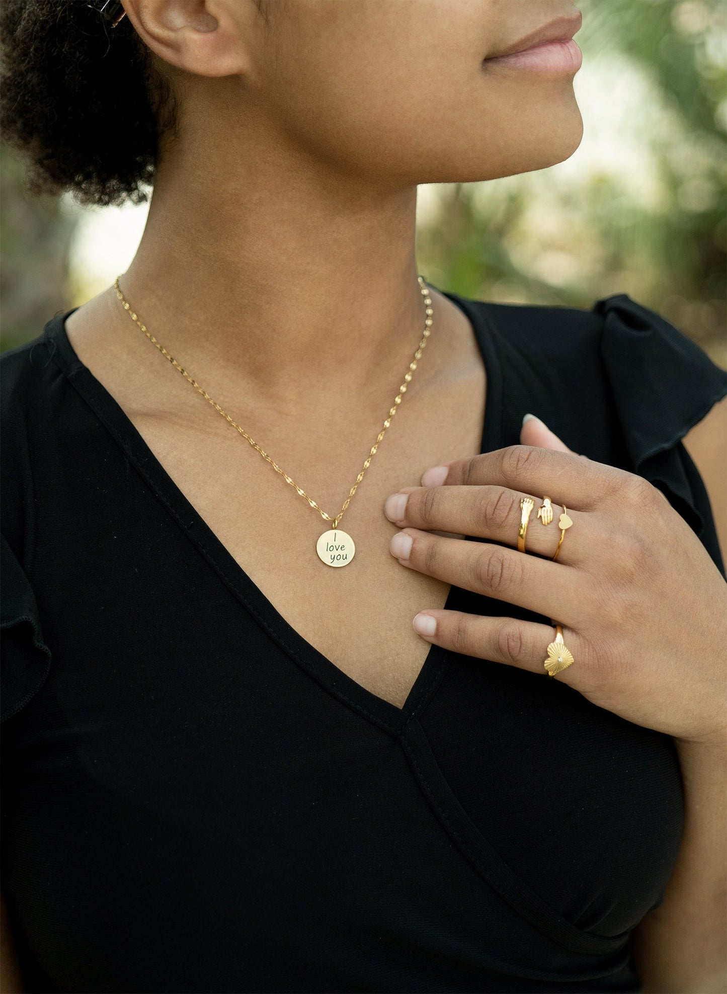 18K Gold PVD Stainless Steel Cubic Zirconia Sunburst Heart Ring / KSS0003