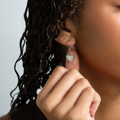 18K Gold PVD Stainless Steel Pearl Heart Charm / PDL0287