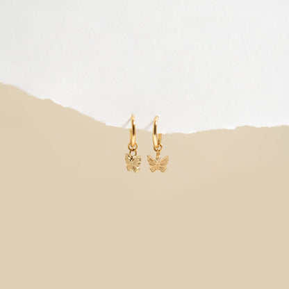 18K Gold PVD Stainless Steel Butterfly Huggie Earrings / ERJ0050