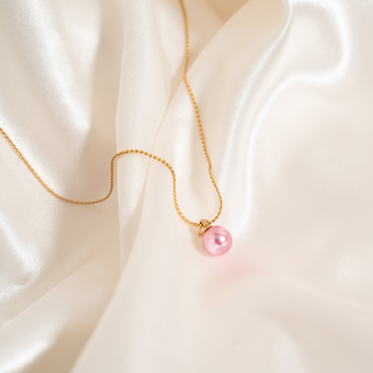 18K Gold PVD Stainless Steel Pink Pearl Charm / PDL0318
