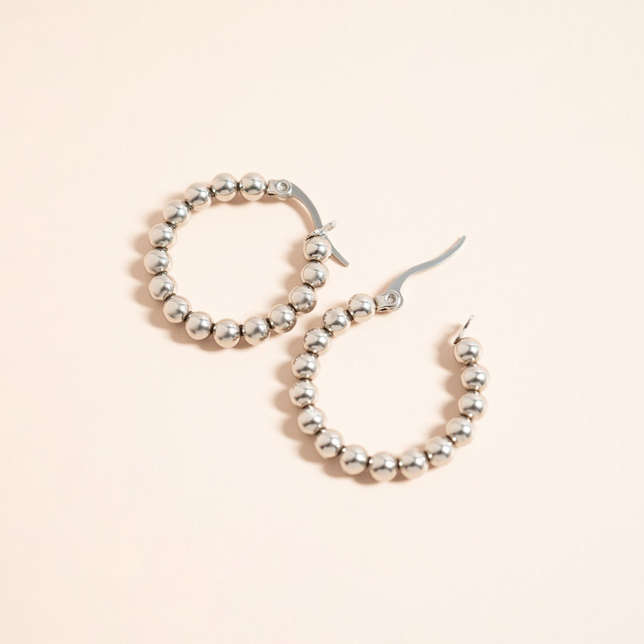 18K Gold PVD Stainless Steel Circle Ball Hoop Earrings / ERJ0068