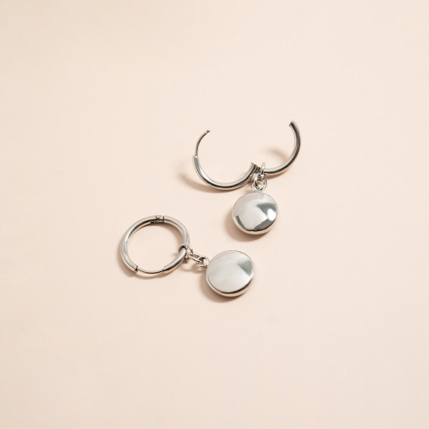 18K Gold PVD Stainless Steel Circle Coin Pendant Earrings / ERJ0049