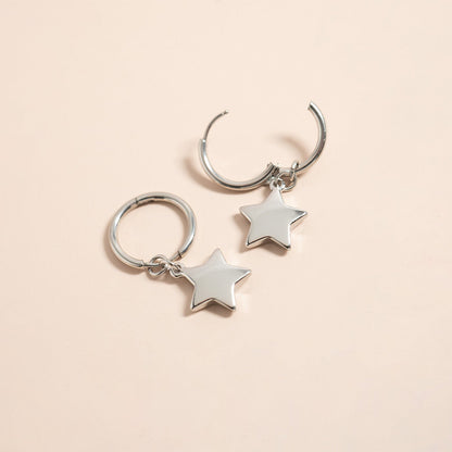 18K Gold PVD Stainless Steel Star & Moon Pendant Earrings / ERJ0010
