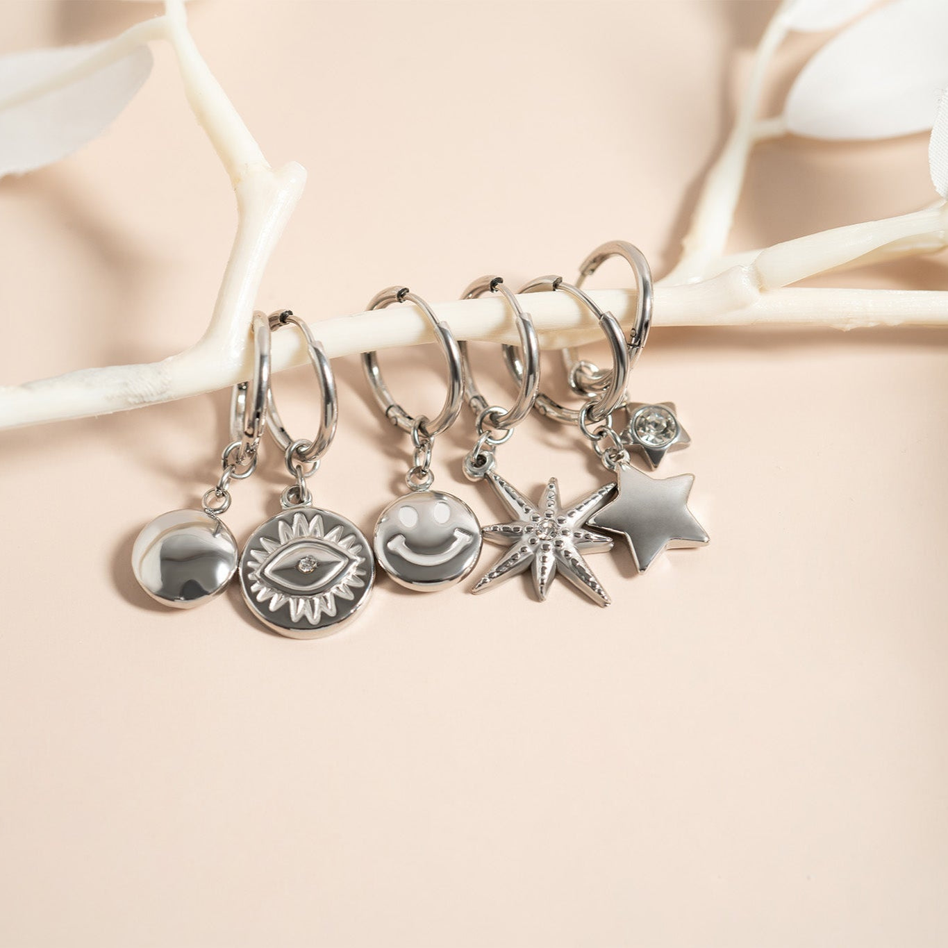 18K Gold PVD Stainless Steel Star Huggie Earrings / ERJ0070