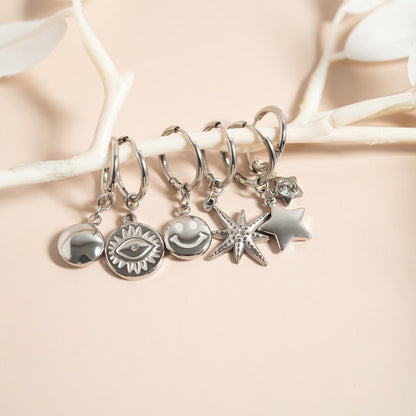 18K Gold PVD Stainless Steel Star Huggie Earrings / ERJ0070