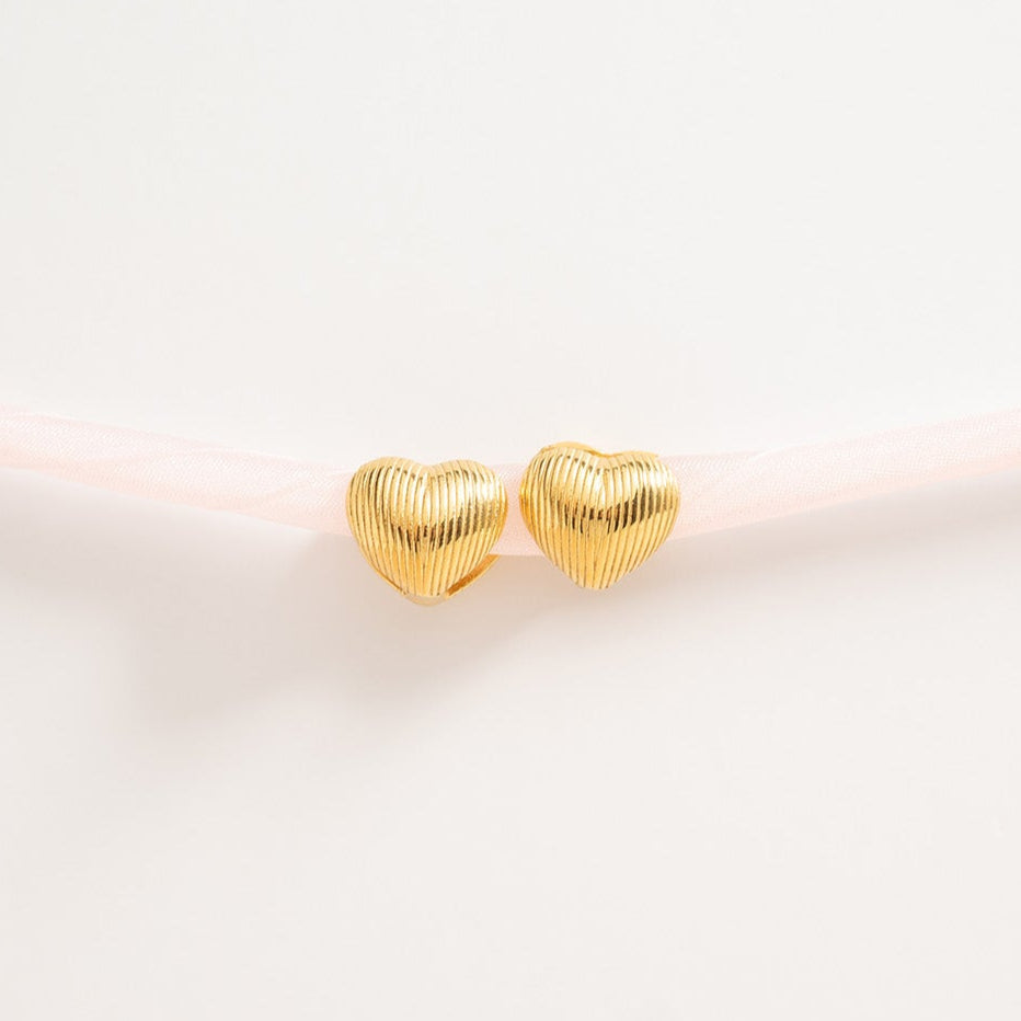 18K Gold PVD Stainless Steel Heart Huggie Earrings / ERJ0065