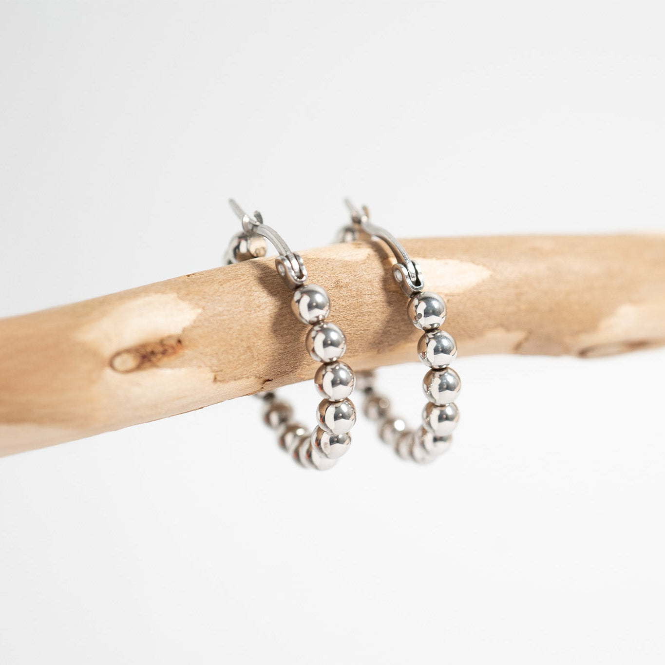 18K Gold PVD Stainless Steel Circle Ball Hoop Earrings / ERJ0068